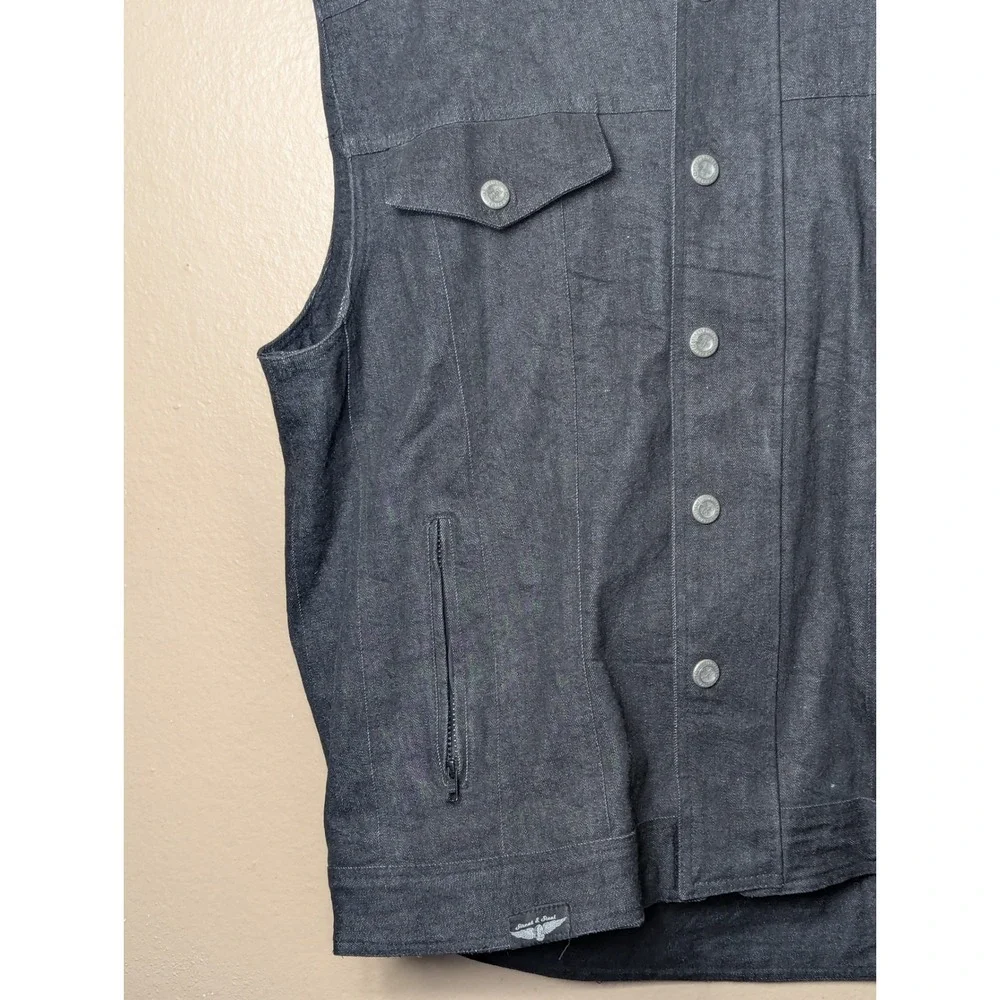 Street & Steel Motorcycle Vest Mens 2XL Black Biker Denim Riding Gear Pockets